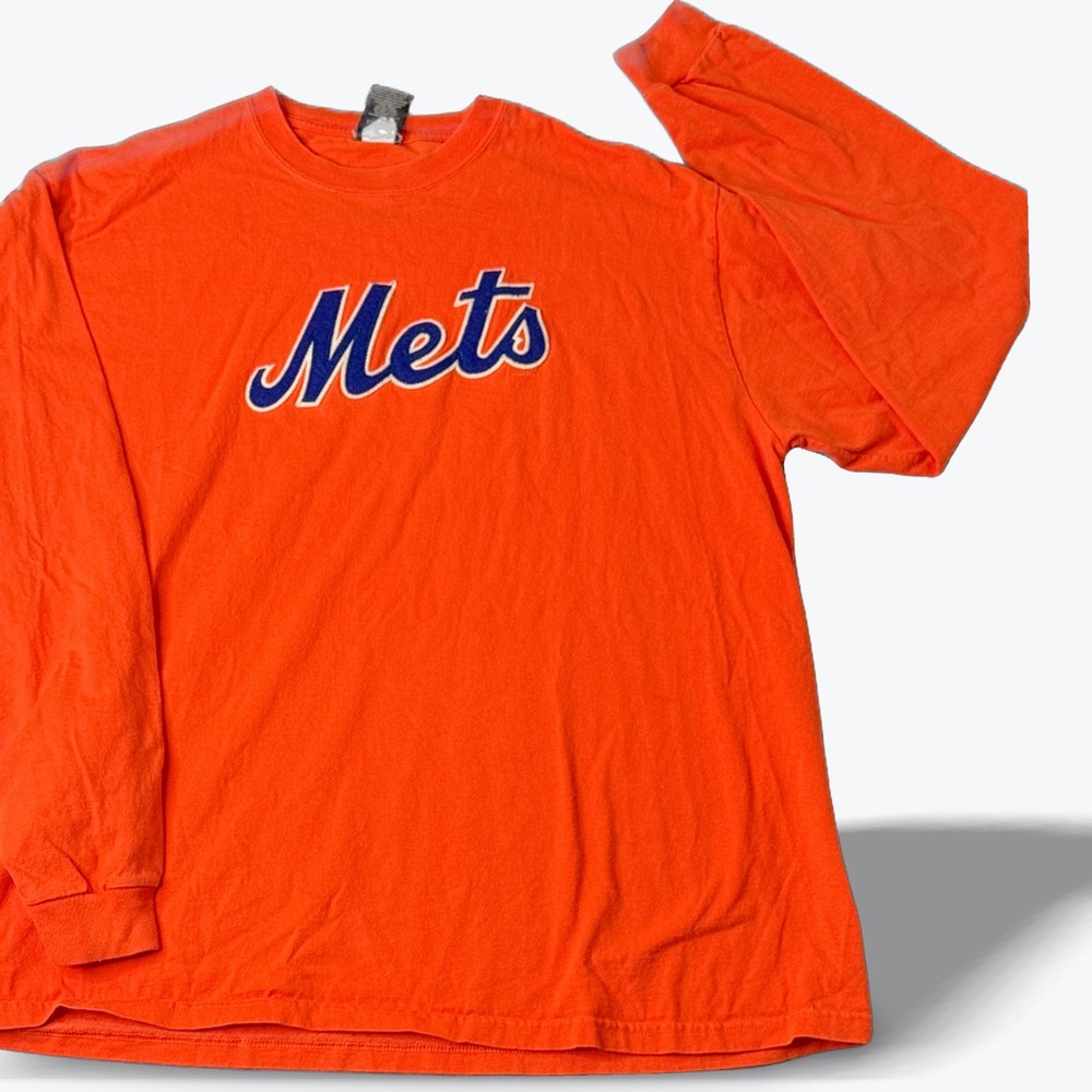 Mets Big Cotton Long Sleeve T Shirt Orange XL‎